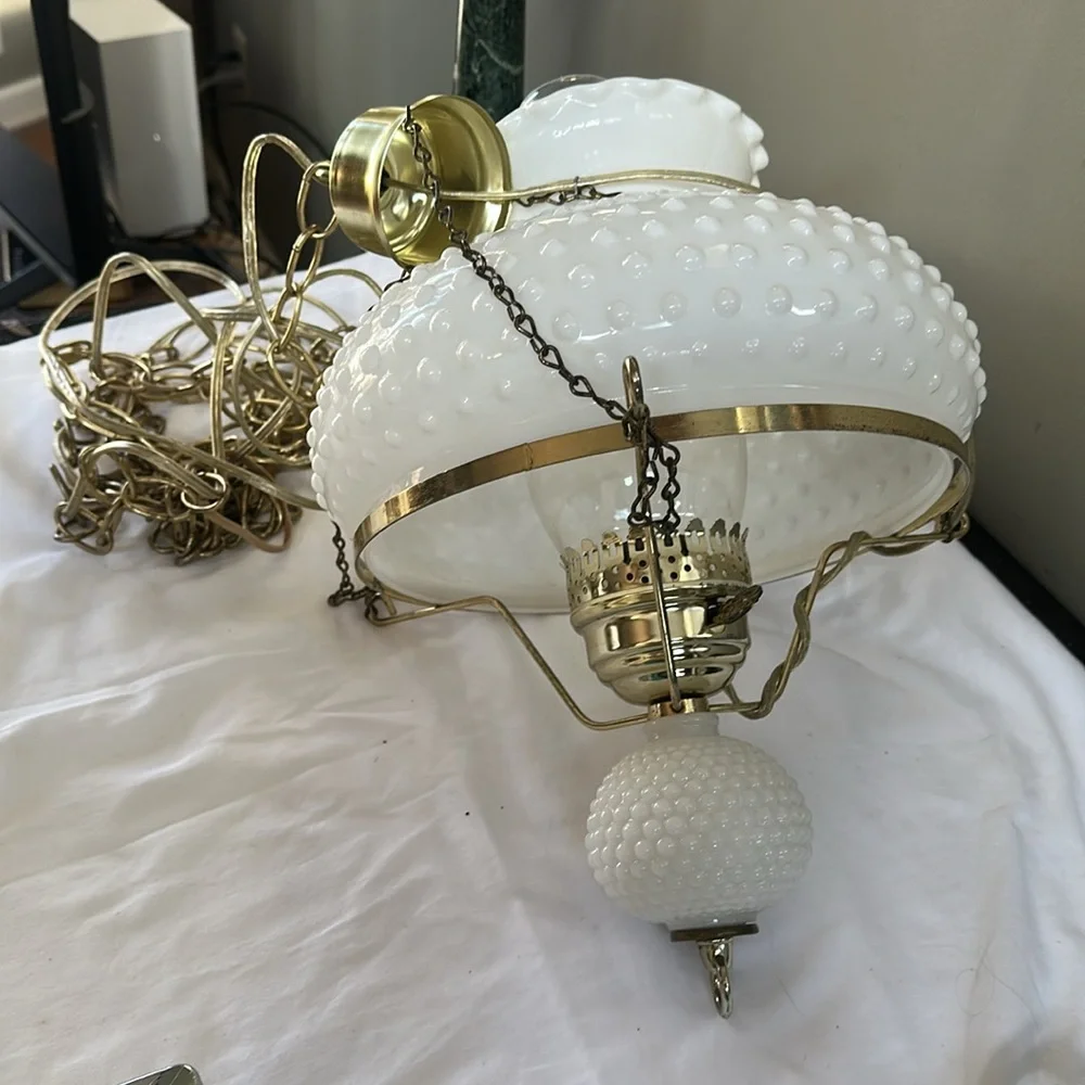 Vintage Elegant Milk Glass Hanging Lamp